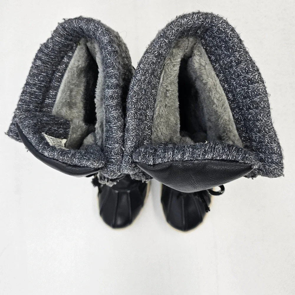 Mishansha Womens Black Quilted Winter Snow Boots Faux Fur Lined Duck‎ Size 6
